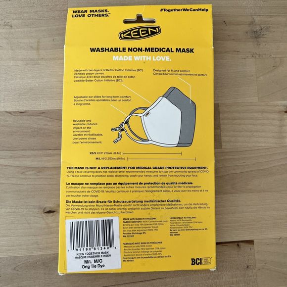 KEEN Brand Face Mask Black Tie Dye Set of 2 Original Packaging Medium/ Large - Picture 2 of 4